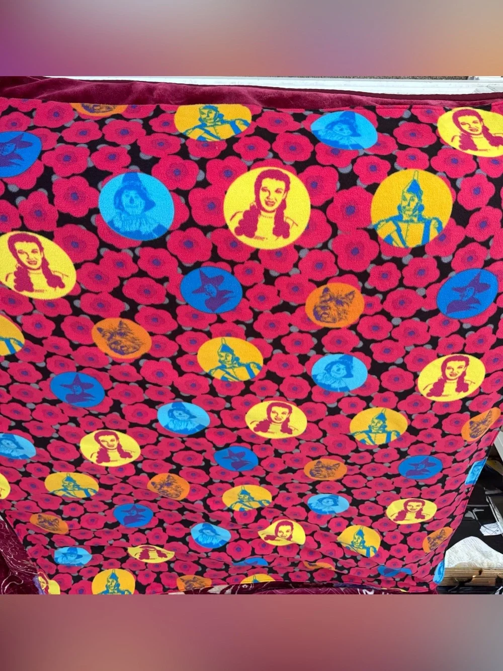 Wizard of Oz Handmade Fleece Throw Blanket Dorothy Poppies